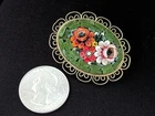 VTG Micro Mosaic Floral Brooch Handmade Multi Color Pin Fashion Costume Jewelry