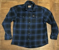 Men s Orvis Size XL Blue And Black Plaid Heavy Flannel Long Sleeve Button Shirt