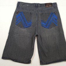 Evolution Jeans Shorts Y2K Men's Gray Denim Blue Stitch Baggy Relaxed Fit