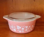 PYREX Pink Gooseberry 2 1/2 QT 475-B With Lid  Excellent Vintage Condition