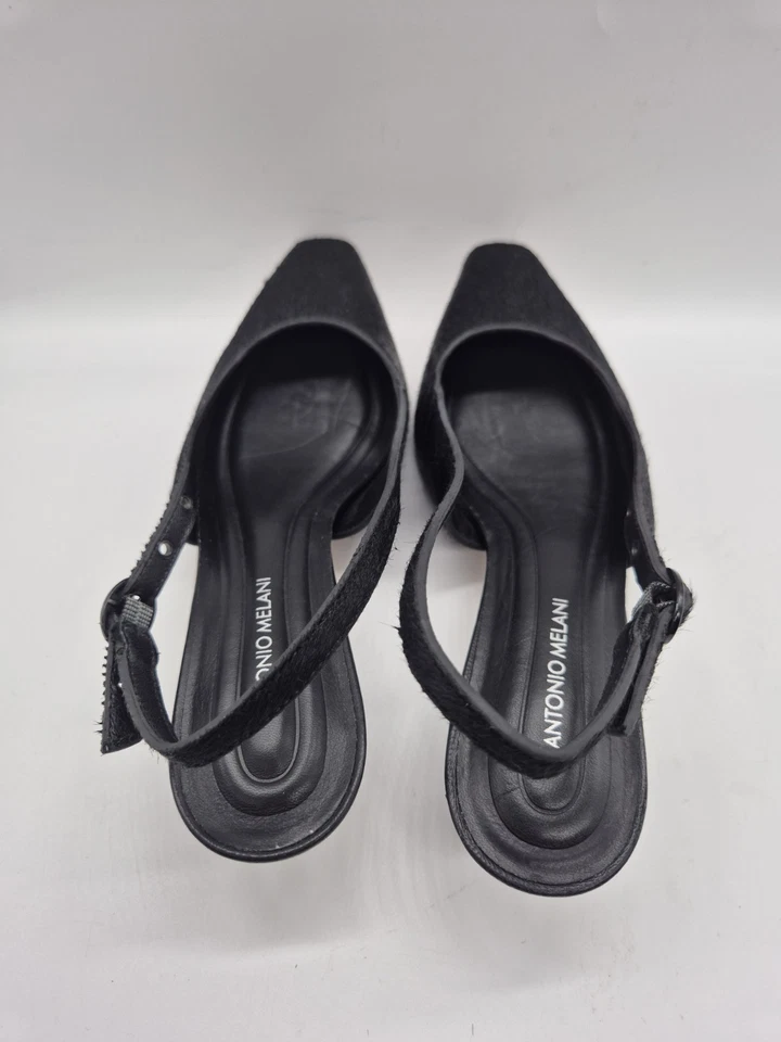 Antonio Melani Mujer Tacones Talla 6.5 Pump Cuero Negro Cabello Bovino Cordón 382 Foto 3 de 4