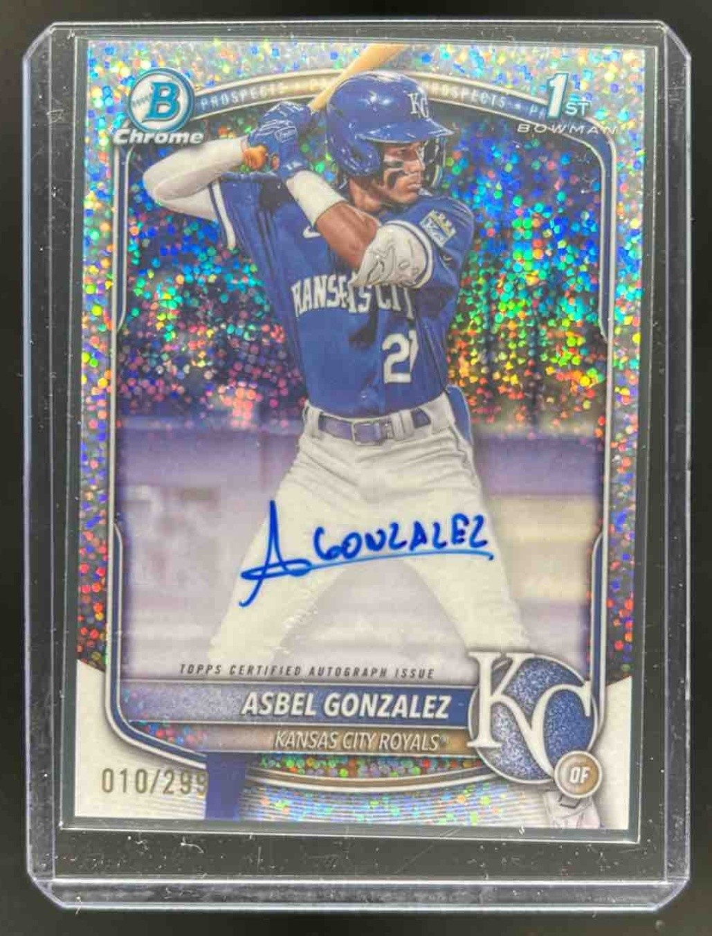 2025 Bowman Chrome Asbel Gonzalez Auto 1st Prospect Speckle Refractor #10/299