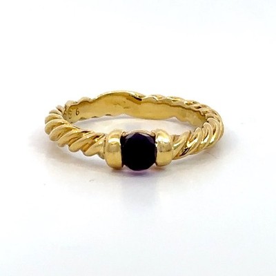 David Yurman 18K Gelbgold Amethyst gedrehtes Seil Stil Band Größe 5,75