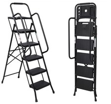 Lightweight 5 Step Ladder 330LBS Capacity Anti-Slip Wide Steps  Handgrip