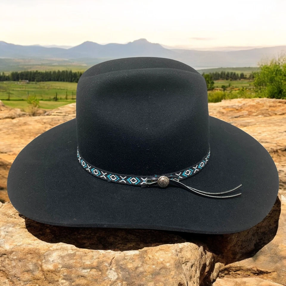 Chapéu caubói castor vintage Miller Bros Westerns preto 5X XXXXX tamanho 6 5/8 sudoeste - Imagem 2 de 4