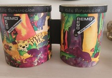 Remo Fiberskyn 3 FD 5"  6" PERCUSSION Kids Bongo Rainforest Drums w Bracket VGC