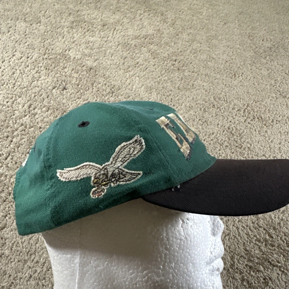 De Colección Philadelphia Eagles Gorra Hombres Verde Negro Drew Pearson Script NFL 90s Foto 4 de 4