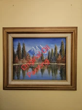 Oil Painting Landscape Mountain Lake Canvas Original Artist