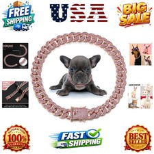 Dog Chain Collar Diamond Link Puppy Collar 12 mm Wide Dog Necklace Metal Cat ...