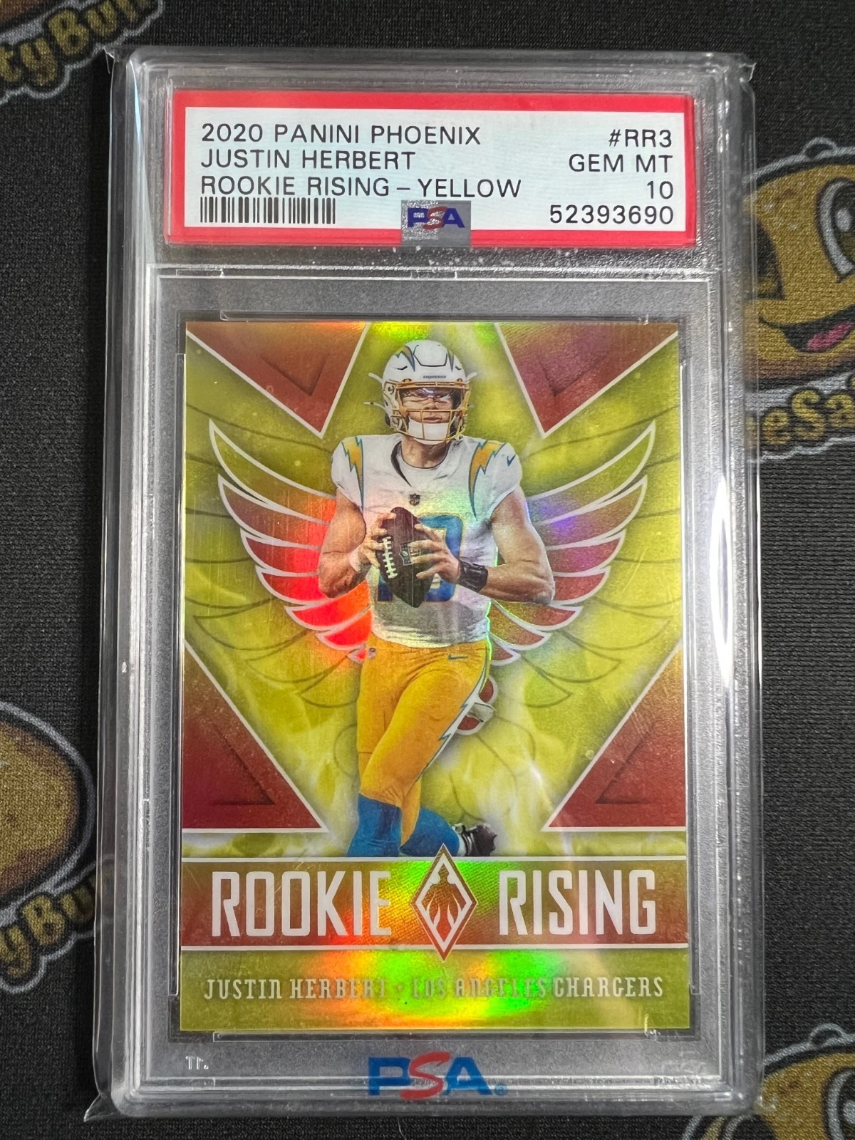 Justin Herbert Panini Phoenix Rookie Rising #RR3 Yellow