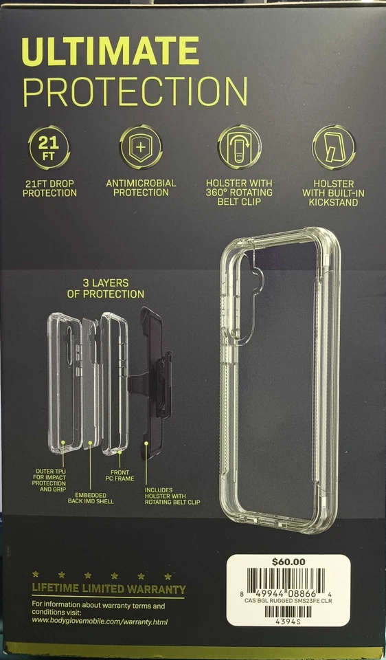 Body Glove Rugged Case and Holster For Samsung Galaxy S23 FE-Clear - Image 2 of 2