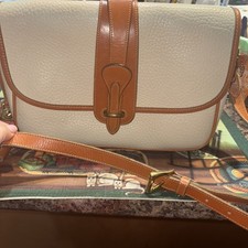 VINTAGE Dooney Bourke Pebble Leather Crossbody Saddle BAG Purse 2-Tone