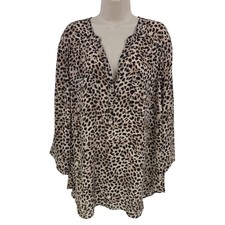 Torrid Harper Tunic Top Women 3X Brown Leopard Mod Wife Office Siren Preppy