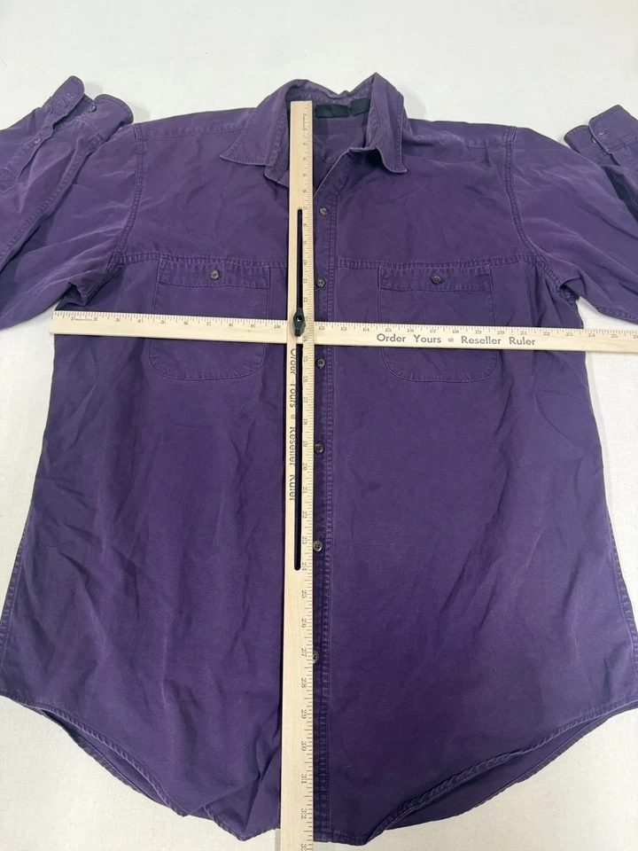 Ropa de trabajo vintage 1970 Patagonia algodón pesado abotonada púrpura desteñido pesado XL 62 Foto 3 de 4