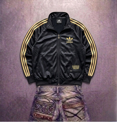 Adidas Originals Chile 62 Track Jacket | Schwarz Gold | Größe M | Vintage wear