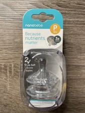 2-Pack PREEMIE Newborn Om NANOBEBE Extra Soft Clear Nipples SLOW Flow Sealed