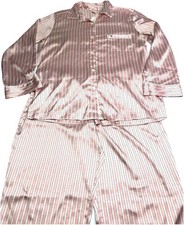 Victoria  s Secret Glazed Satin Pajama Set Pants Pink Iconic Stripe