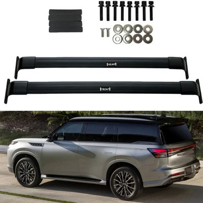 2PCS Fit for Infiniti QX80 2025 2026 Steel Roof Rack Cross Bar Crossbar Black