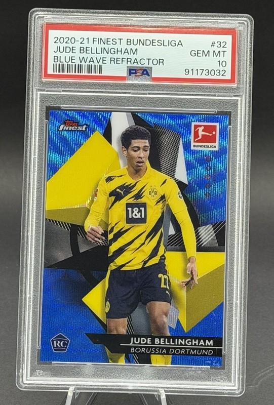 2020 2021 Topps Finest Bundesliga Jude Bellingham RC Blue REFRACTOR /150 PSA 10