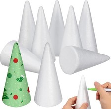 Foam Cones for Crafts - 12 Packs, 5.7 Inch White Polystyrene, DIY Decor