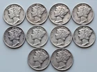 Lot of 10 - Silver Mercury Dimes - Various Dates As Shown