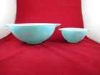 Vintage Pyrex 1950’s Turquoise Hot Air Balloons Chip And Dip Set 444 + 441