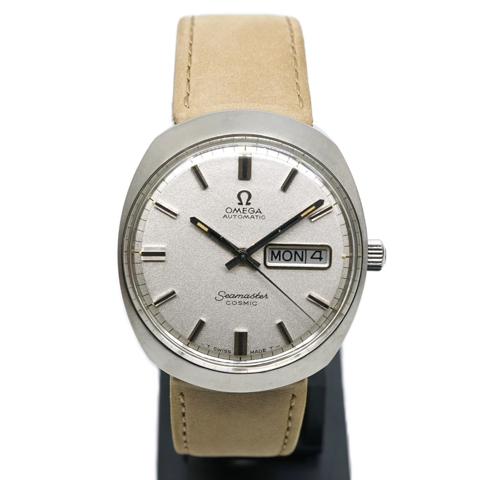 Omega Watch Seamaster Cosmic Matte Dial Leather Automatic Men's Overhauled Auth