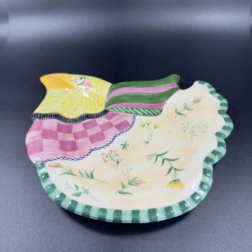 Fitz and Floyd GYPSY CHICKS Hen Chicken Plate Dish Platter Ceramic Whimsical VTG - Picture 9 of 10