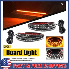 2x 70" Amber & White Running LED Board Light DRL Side Strip Step Bar Turn Signal
