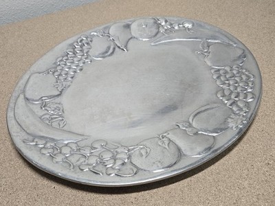 Vintage 15''  Oval Pewter Serving Platter The Wilton Co. Fruit Pattern