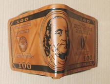 100 Bill Money Print Bi-Fold Wallet with Zipper Closure - Novelty Accessory New