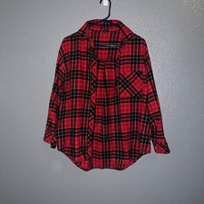 Classic Red  Black Plaid Flannel Shirt - Women's Size Large