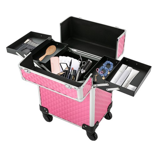 Professional Makeup Train Case Rolling Cosmetology Case Aluminum Beauty Travel - Picture 12 of 24