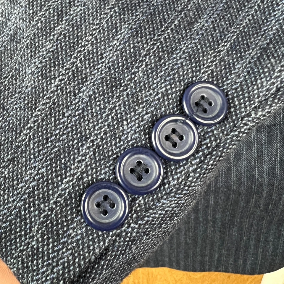 Костюм Studio Milano мужской 46L темно-синий в полоску супер 140s шерсть шелковая фланель 40x30 - Изображение 3 из 4