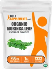 BulkSupplements Organic Moringa Extract Powder - 750mg per Serving