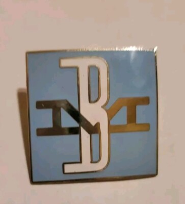 Retro Boston Maine BM Rail Road Zug Anstecknadel Hutnadel silber Metall & blaue Emaille