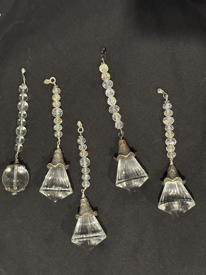 Lote de CINCO tiradores de ventilador de cristal de prisma facetado hecho a mano Foto 2 de 4