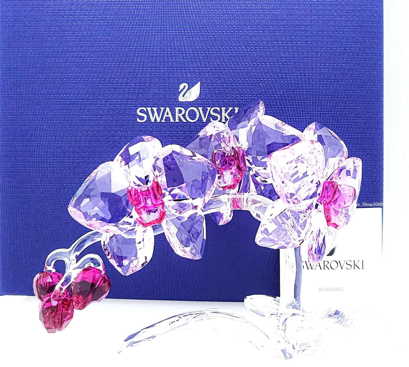 New 100% SWAROVSKI Purple Crystal Flowers Orchid Figurine Display Deco 5520373