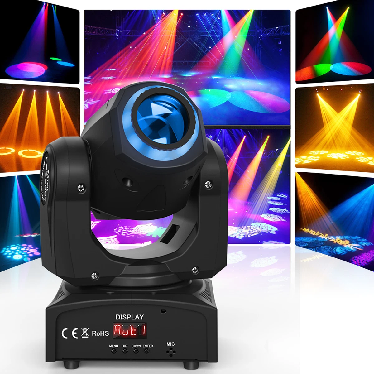 100W RGBW 8 GOBO Moving Lights Stage LED Spot Beam DMX Disco Party