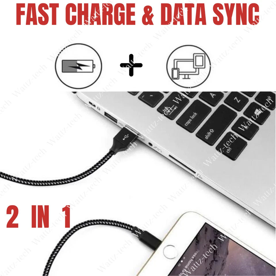 Paquete de 3 cables de carga USB de 10 pies cable trenzado para cargador de iPad iPhone 14 13 12 11 8 Foto 4 de 4