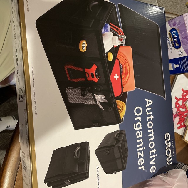 Eurow Collapsible Automotive Car Trunk Organizer with Lid and Handles in Black for sale online