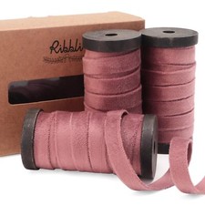 Rosy Mauve Velvet Ribbon 3 Rolls Double Faced 3/8 Inch 18-Yard with Wooden Sp...