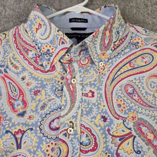 Tommy Hilfiger 80s 2 Ply Fabric Paisley Button Down Shirt Mens sz XXL Long Sleev - Picture 6 of 10