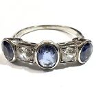 Art Deco Gold Ring Diamond & Sapphire White Gold Vintage Jewelry 14K Sz 7 (#93)
