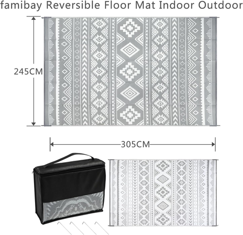 Outdoor Rug Large 245X305Cm Garden Rugs Outdoor Waterproof Plastic Straw Rug Rev - Picture 2 of 12