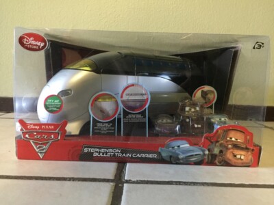 Disney Store CARS 2 Stepheson Train Carrier - Hard to Find NIB