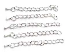 20 Necklace Extender Chain Tail Silver Plated Iron Bracelet Extension 2 inches