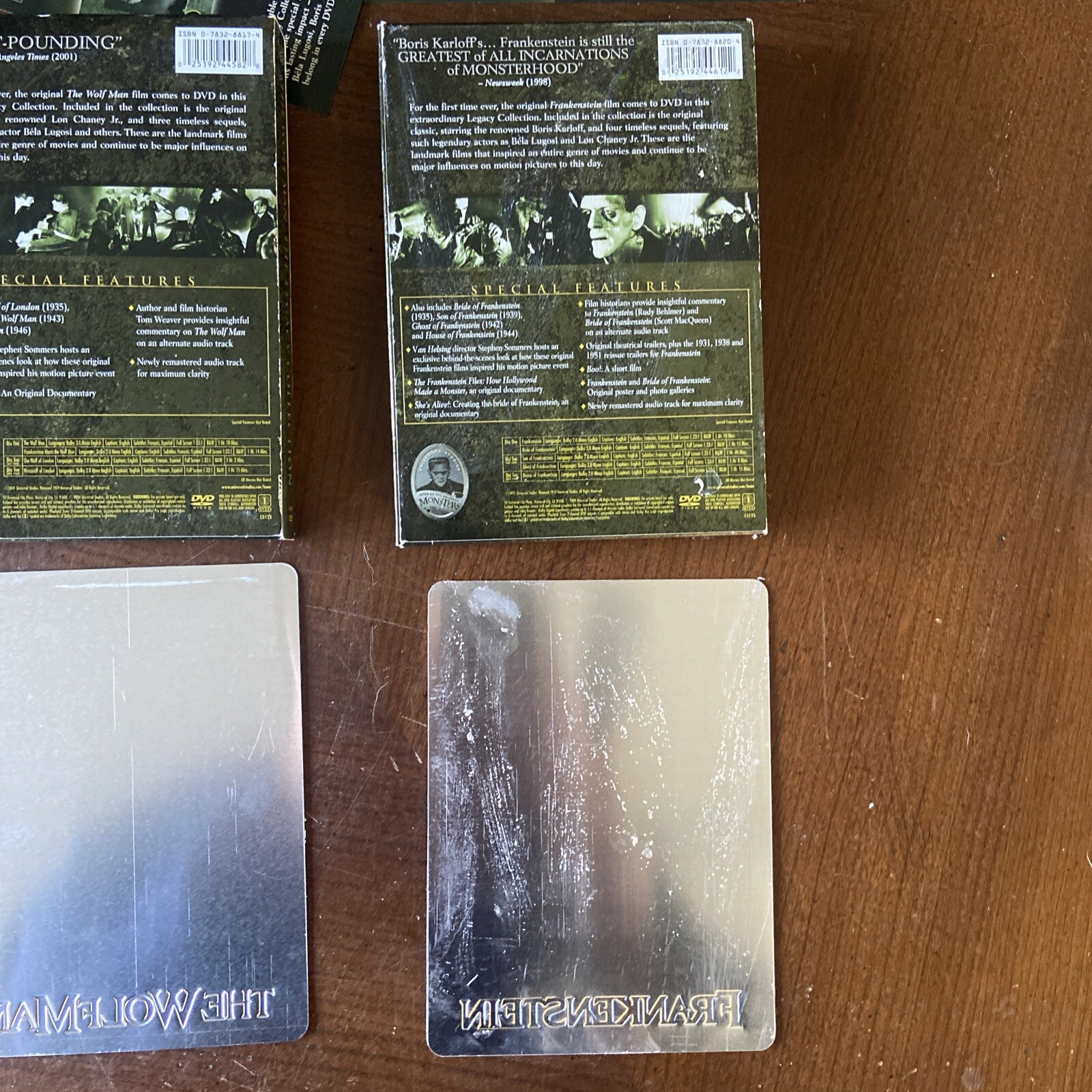 LOT (3) THE LEGACY COLLECTION-DRACULA, FRANKENSTEIN, THE WOLFMAN Metal tin