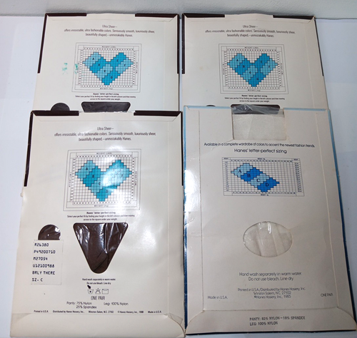 4 Vintage Hanes Pantyhose Lot - Taupe Barely There White Size C D - Picture 4 of 4