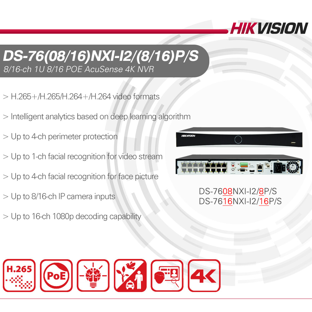 Hikvision 16CH 8MP Colorvu IP Camera Two Way Speaker Alarm 16PoE